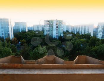 Moscow suburbs city sunset background