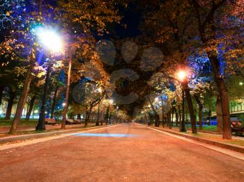Tverskoy Boulevard at night city background