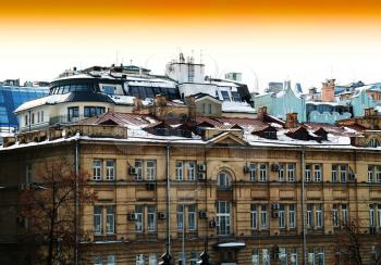 Moscow vintage roofs city backdrop hd