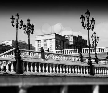 Diagonal black and white Moscow city stairs background hd