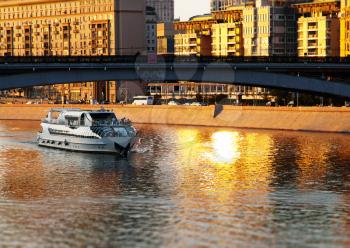 Moscow city water navigation background