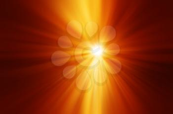 Orange sun with dramatic rays illustration background