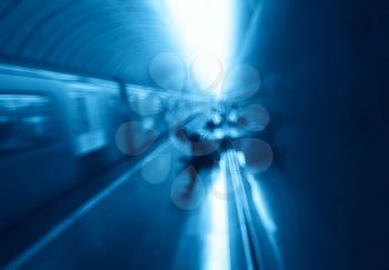 Arriving metro train motion blur transport background