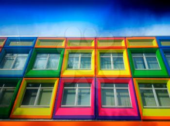 Colorful and vivid windows of building background