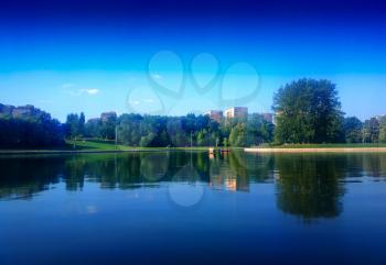 Moscow city park landscape background