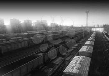 Diagonal Russian industrial railroad city background