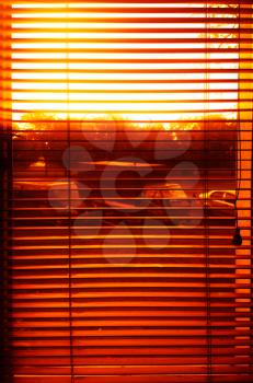 Vertical sunset window blinds object background