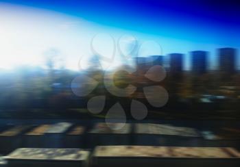 Horizontal motion blurred cityscape background