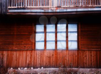 Front windows of countryside house background
