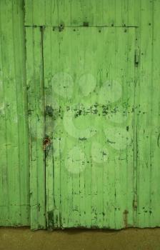 Vintage green closed door object background