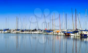 Horizontal vivid Denmark yacht club reflection background backdrop