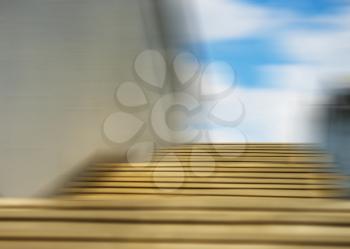 Horizontal motion blur stairs with sky background hd