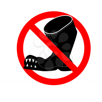 Stop broken shoes. Leaky shoes ban. Red mark is prohibited.
