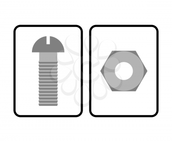 Man and Woman restroom sign. Toilet sign bolt and nut. Humorous allegorical vector illustration.
