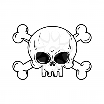 Skull with bones. Pirates sign vector illustration. Head skeleton on a white background.