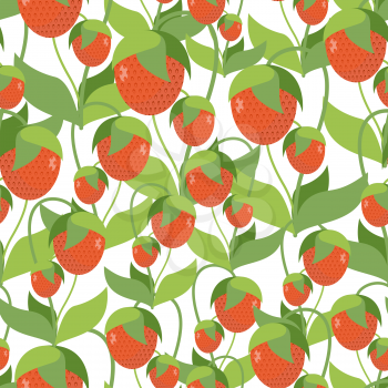 Fruity Strawberry texture. Vector seamless pattern of red berries. Fabric ornament
