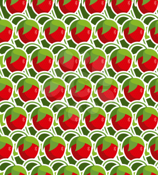 Strawberry seamless background. Vector pattern from garden berries. Ripe red berries ornament.
