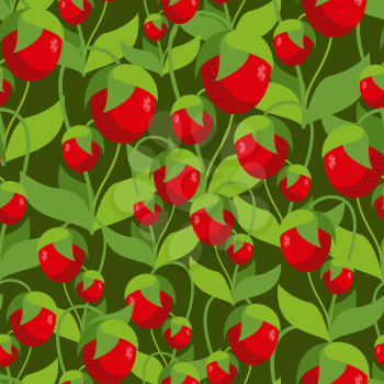 Sweet Strawberry seamless pattern. Background of Many red berries. Vector retro fabric ornament.
