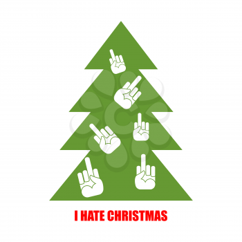  I hate Christmas. Christmas tree for bad children.  Christmas tree decorated with fuck. Antisocial emblem for haters of holiday.