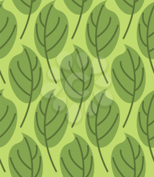 Leaves seamless pattern. Vector background of green plants. Retro Fabric ornament
