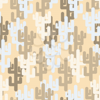 Military texture of cactus. Camouflage army desert of silhouettes of plants. Vector seamless pattern.