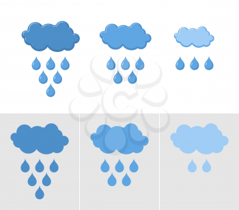 Clouds and rain. Set of icons for rain. Vector illustration for weather

