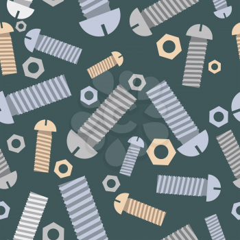 Technical seamless pattern bolts and nuts. Vector background.
