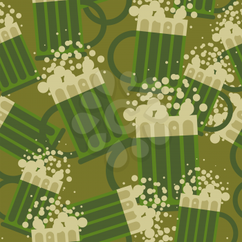 Beer military pattern. Mug alcohol army texture. Seamless protective pattern for troops. Vector ornament for soldiers
