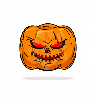Terrible pumpkin Halloween symbol. Vegetables on a white background. Vector illustration for holiday.
