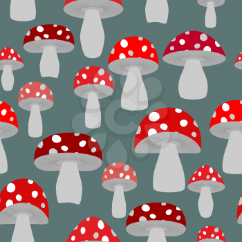 Mushroom seamless pattern. Vector background of fly agaric. Vintage ornament for fabrics.