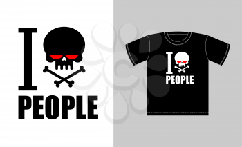 I hate people. Symbol of hatred skull with bones. Sign for t-shirts bully and punk. Vector illustration
