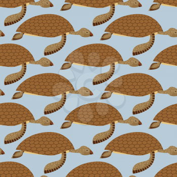 Water Turtle seamless pattern. Vector background Marine reptiles. Retro fabric ornament on  marine theme
