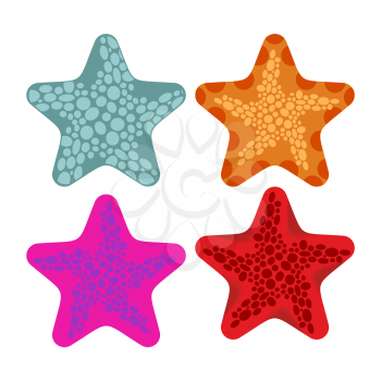 Set colored starfish. Animals of ocean. Vector illustration
