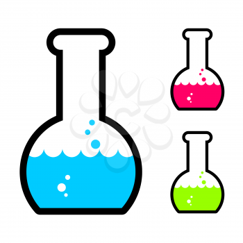 Laboratory flask with acid. Tube for research. Scientific glassware for experiments
