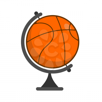 Globe basketball. World game. Sports accessory as globe. Orange sphere

