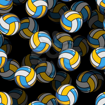 Volleyball 3d seamless pattern. Sports accessory ornament. Volleyball voluminous background. Texture for sports team game with ball

