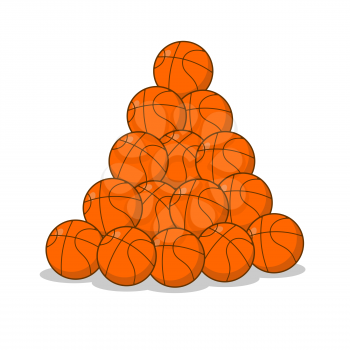 Pile of basketball ball. many of orange balls. Sports accessory
