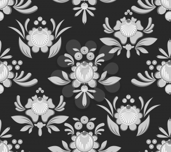 Gorodets seamless pattern. Floral ornament. Russian national folk craft. Traditional decoration painting in Russia. Flowers and leaves texture. Retro ethnic decor
