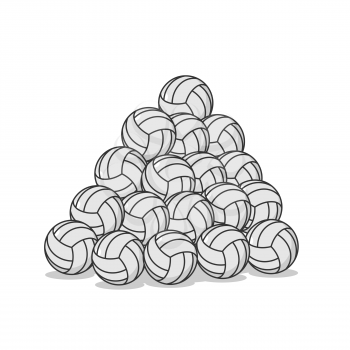 Pile volleyball ball. Many volleyball balls. Sports accessory
