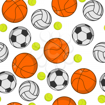 Sports ball seamless pattern. Balls ornament. Basketball and football. Tennis and volleyball. Sport background. sporting texture

