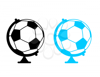 football ball Globe. World game. Sports accessory as earth sphere. Scope Soccer game
