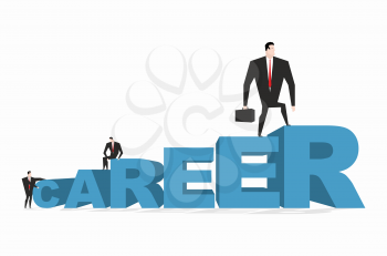 Career ladder. Career motivation. Achieve improve on job. Businessman goes to spell. Winner in work. successful promotion in official, social, scientific and other activities
