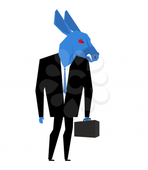  Donkey businessman. Metaphor of Democratic Party of United States. Wild animal with briefcase and tie. Beast in business suit. Political illustration for USA elections
