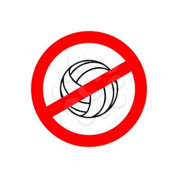Stop volleyball. Prohibited team game. Red prohibition sign. Crossed-gaming ball. Ban symbol
