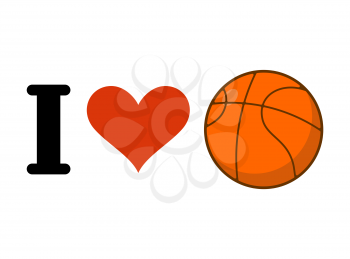 I love basketball. Heart and ball games. Emblem for sports fans
