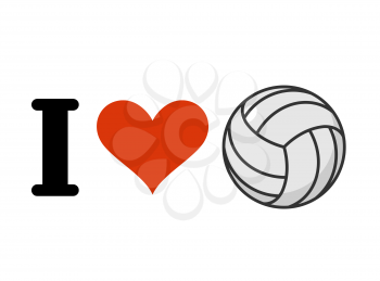 I love volleyball. Heart and ball. Emblem for sports fans

