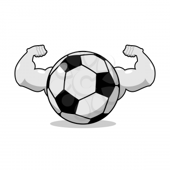 Strong football. Powerful gaming accessory. Bodybuilding big hands. Strong athlete soccer ball
