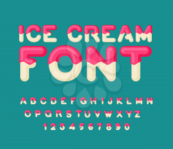 Ice cream font. Popsicle alphabet. Cold sweets ABC. Food typography. Edible letters. dessert lettering
