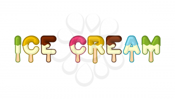 Ice cream typography. Popsicle alphabet. Cold sweets alphabet. Food typography. Edible letters. dessert lettering