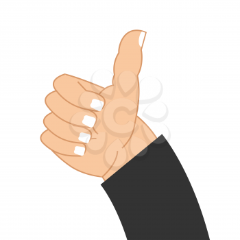 Thumb up hand of businessman. Sign well. good mood Symbol
